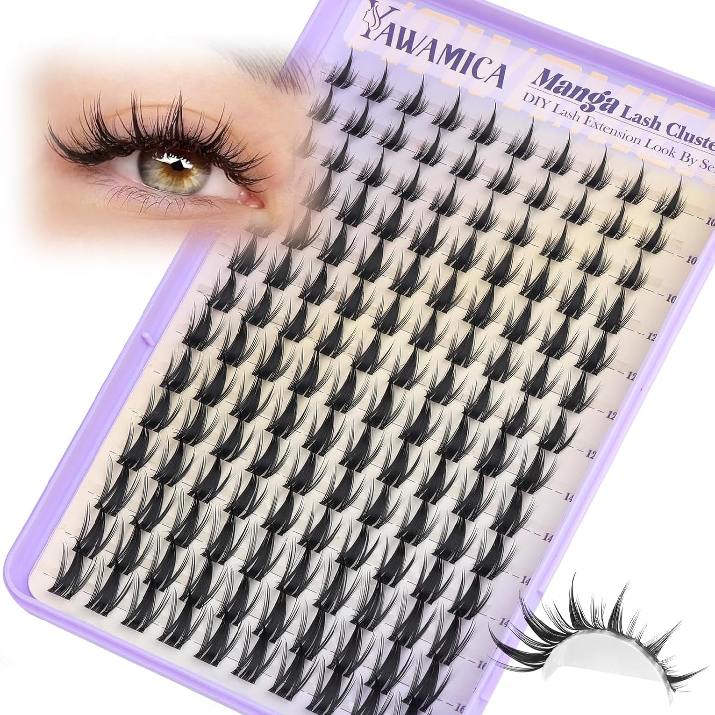 Self-Adhesive Brown Lash Clusters - No Glue Needed, Reusable 8-14mm Wispy Individual Lashes | C Curl DIY Extensions