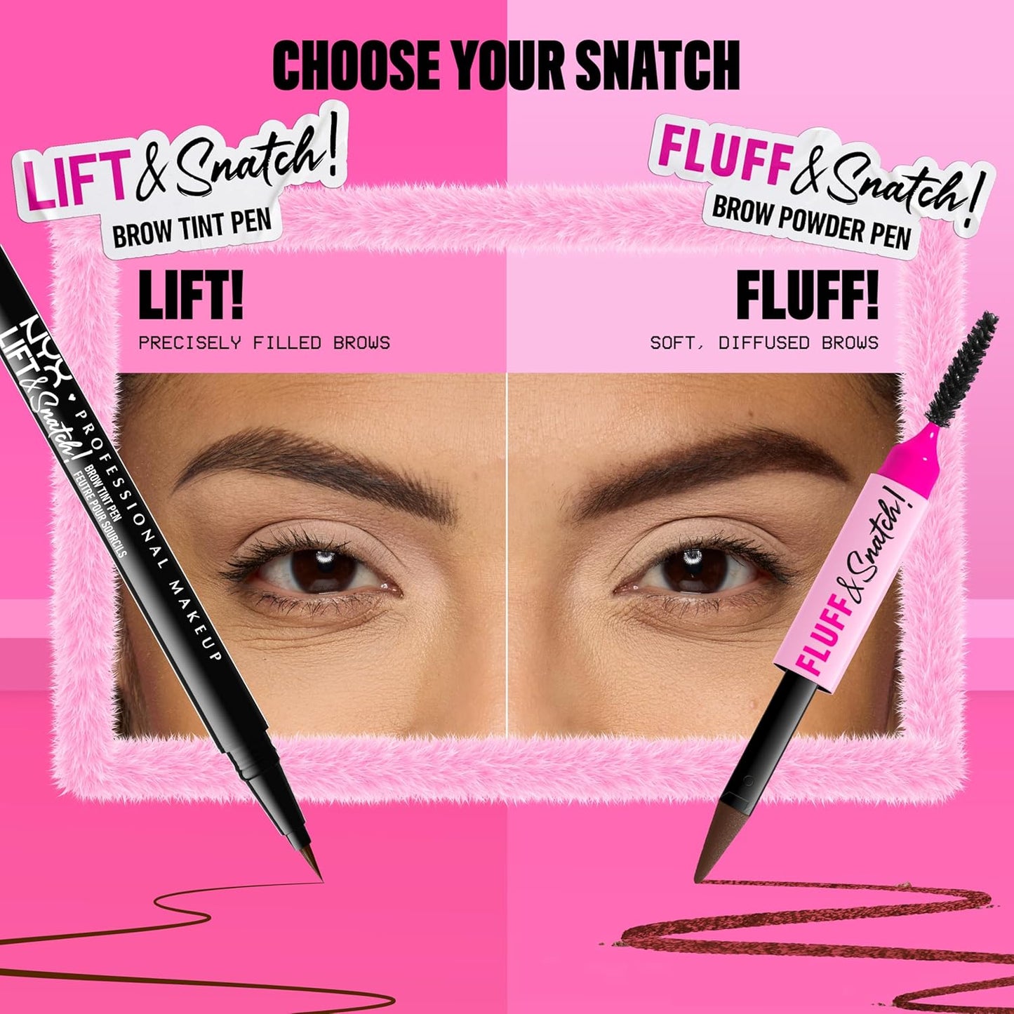 NYX Fluff & Snatch Brow Powder Pen - Cream To Powder Eyebrow Pencil For Soft, Defined Brows | Smudge-Resistant - Taupe