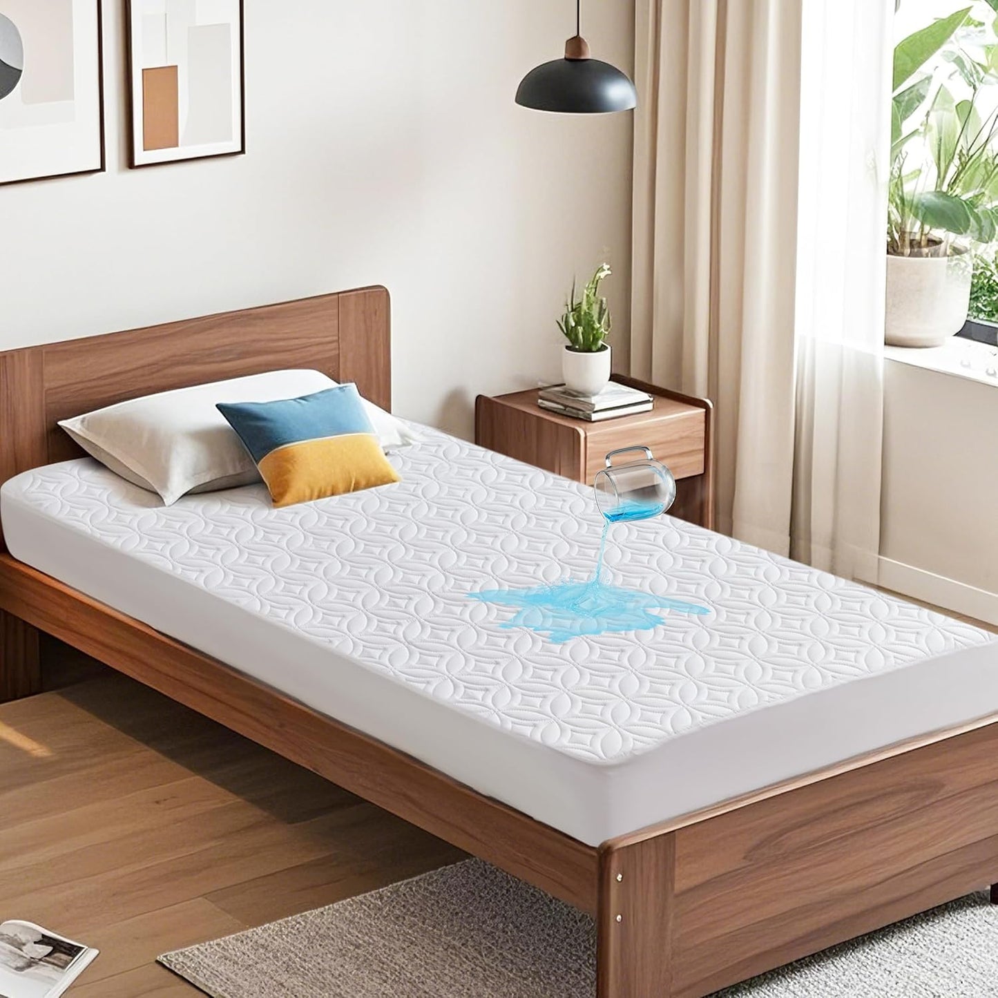 Waterproof Mattress Protector - Noiseless Queen Size Pad | Deep Pocket 6"-18" Depth, Soft & Breathable Gray Cover