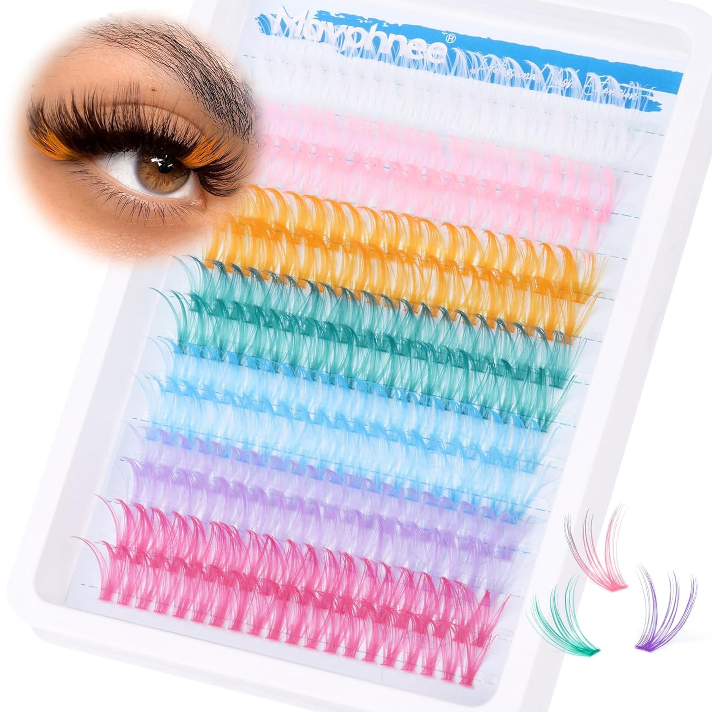 Natural DIY Lash Extensions - C-Curly Cluster Eyelashes | 216 Pcs Wispy Cat Eye Lashes for Beginners