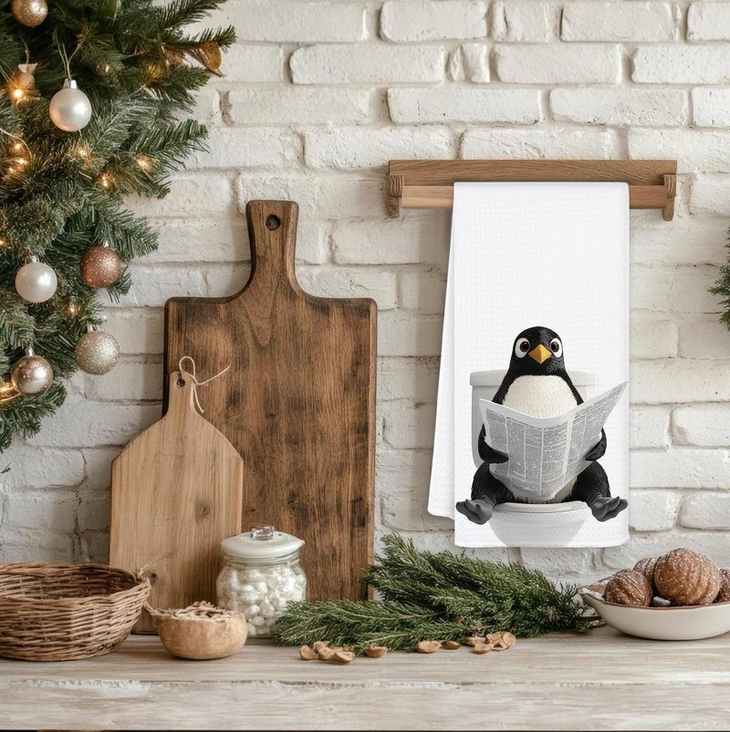 OSLYSOF Funny Penguin Hand Towels for Bathroom Washroom, Penguin Bathroom Decor, Penguins Lover Gifts for Women Men, Funny Polar Animal Penguins Bathrooms Hand Towels, 16x24 Inch