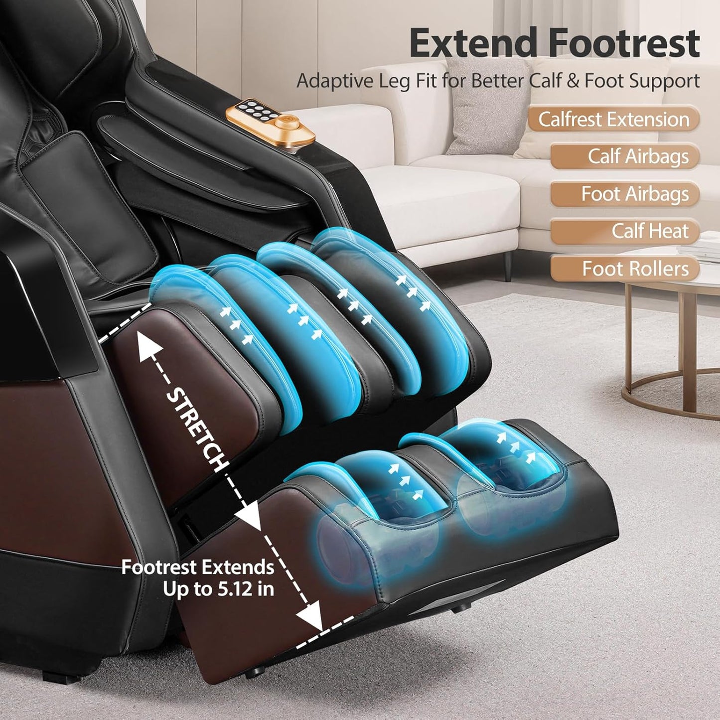 4D Zero Gravity Massage Chair - Full Body Shiatsu Recliner with Lumbar Heat & Bluetooth | 57.1" SL-Track, 40 Airbags, AI Voice Control