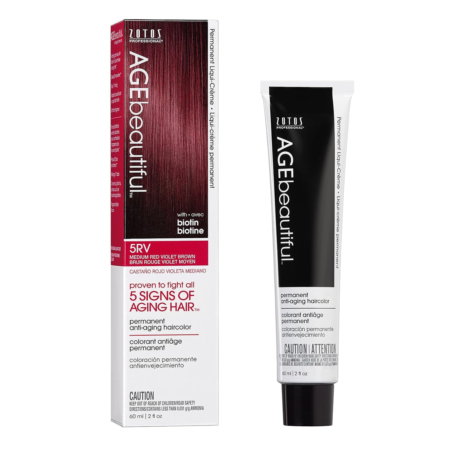 AGE Beautiful Permanent Hair Color Cream - 100% Gray Coverage Hair Dye with Biotin for Fuller, Thicker Hair | Professional Salon Quality