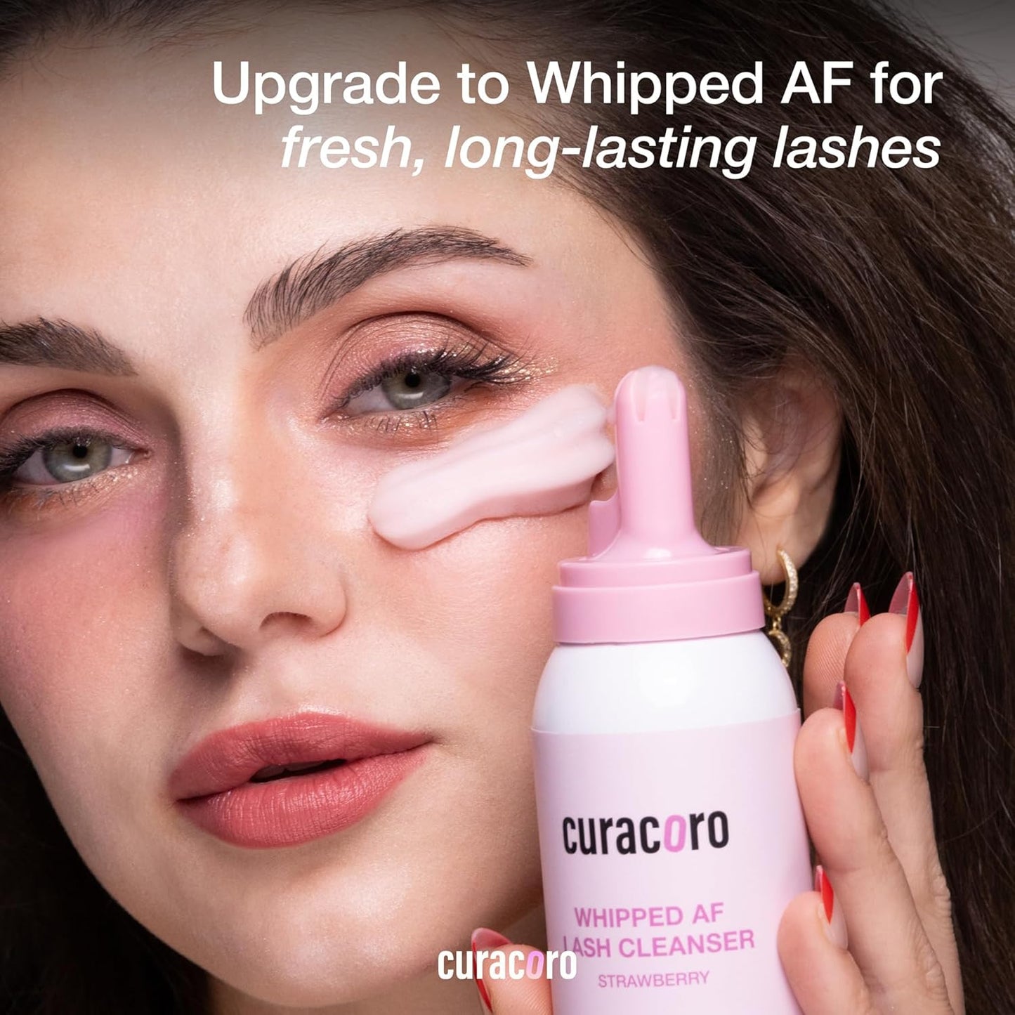 Curacoro Eyelash Extension Cleanser - 100ml Strawberry-Scented Deep Cleansing Foam for Sensitive Skin | Salon & Home Use