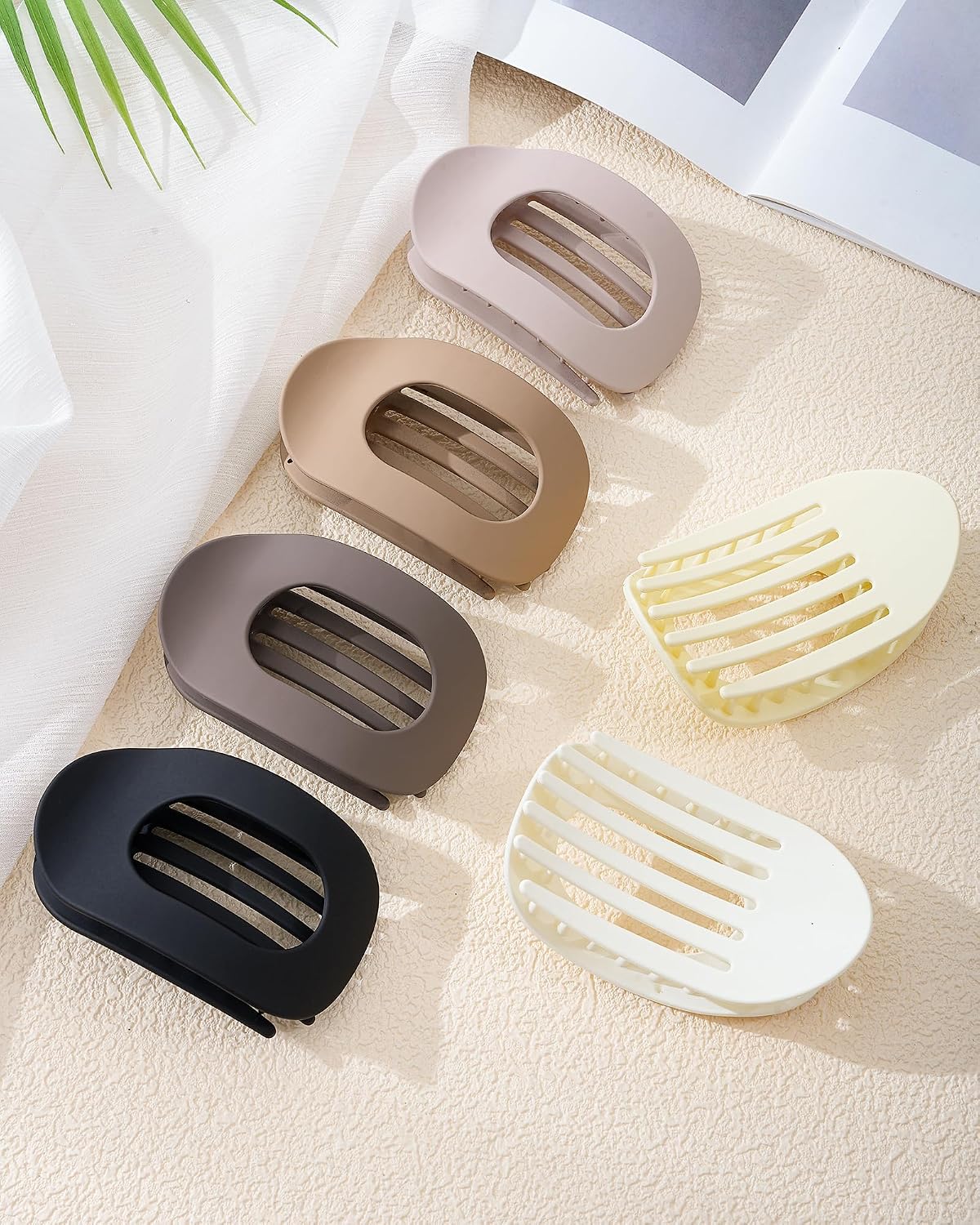 Flat Hair Clips for Women - 6 PCS French Medium Claw Clips for Thick or Thin Hair | Strong Grip Non-Slip Design
