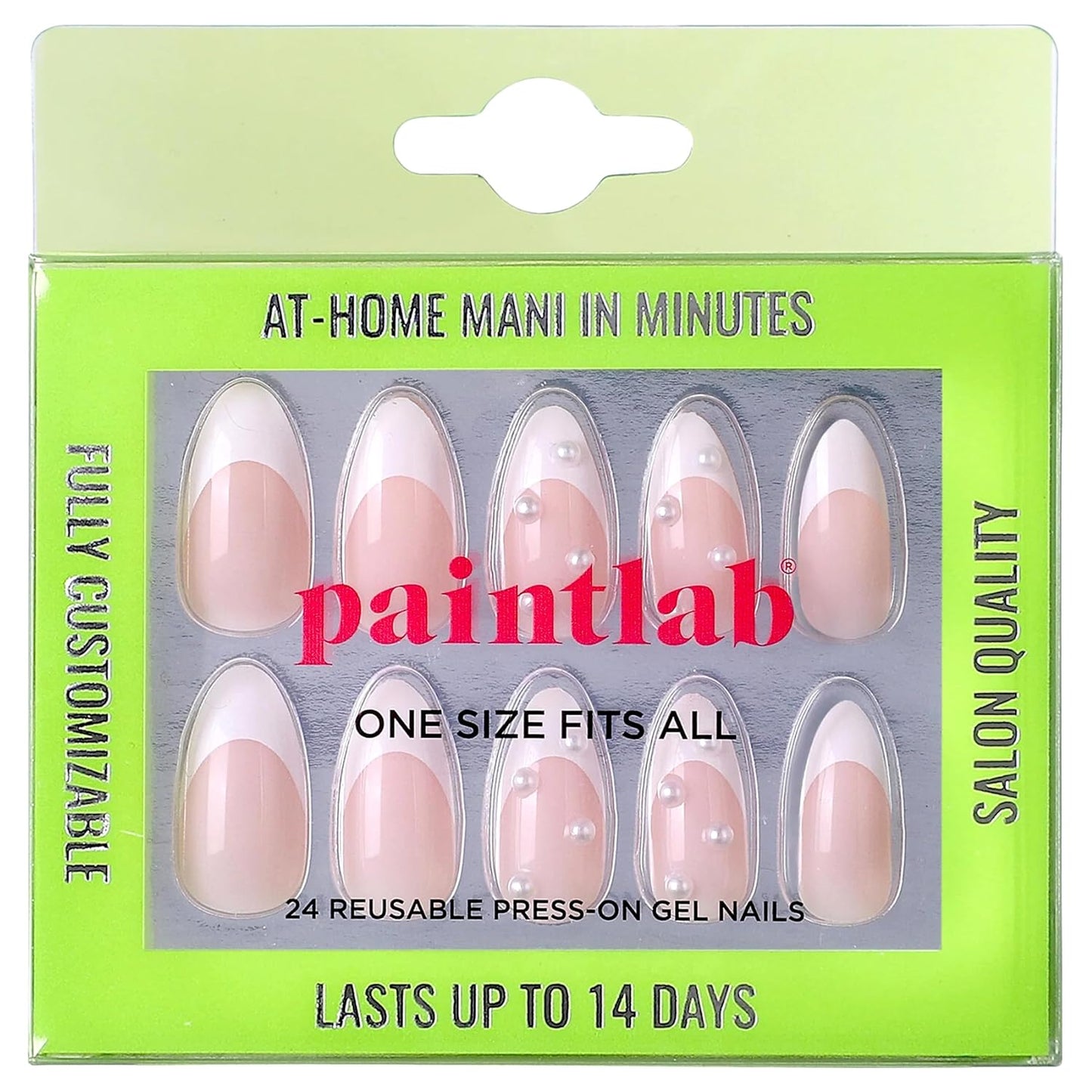 French Tip Press On Nails - Stiletto Fake Nails, 30 Nails in 15 Sizes, Reusable Salon Quality | Easy Application