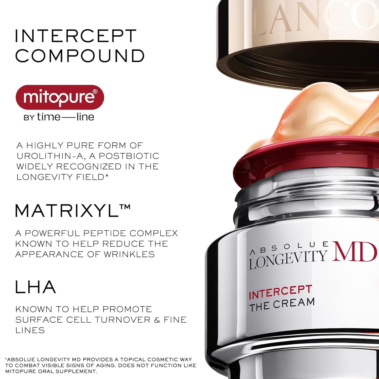 Lancôme Absolue Longevity MD Face Cream - Anti-Aging Moisturizer with Mitopure® | Improves Fine Lines & Radiance for All Skin Types