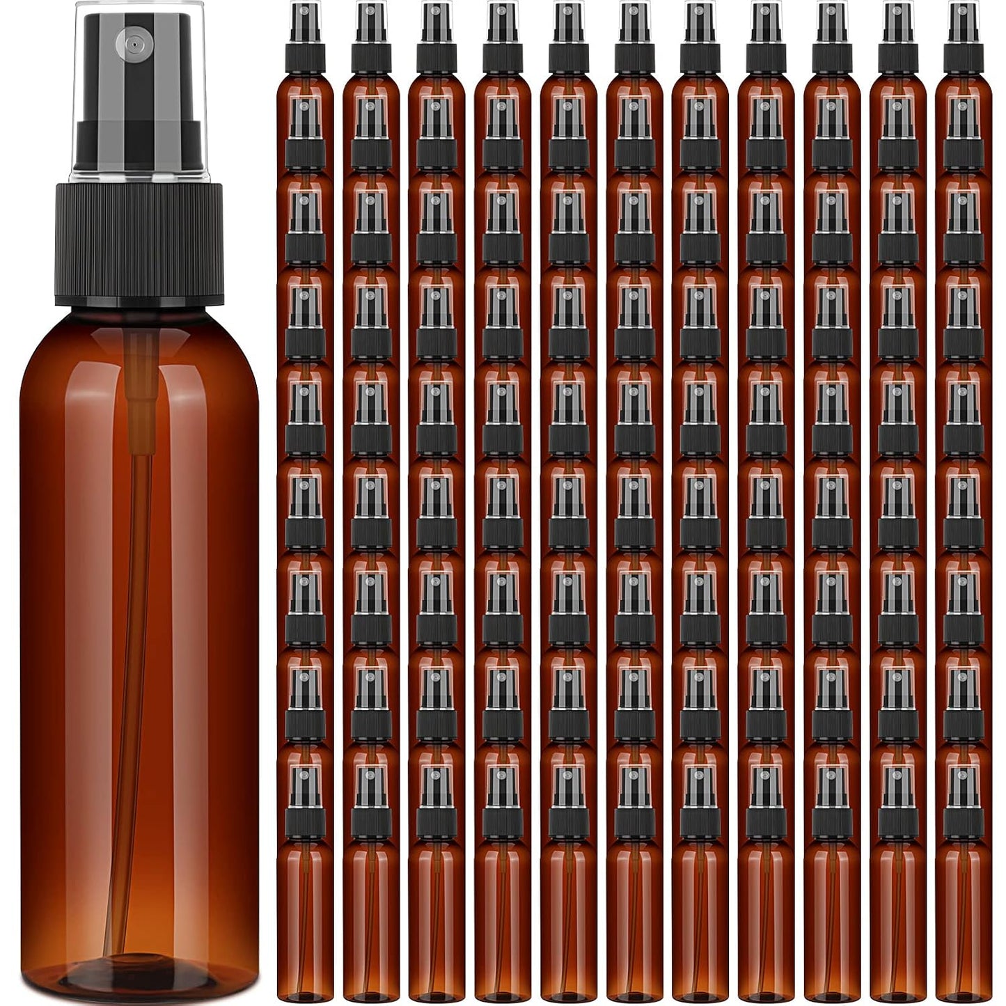 100 Pack 2 Oz Plastic Spray Bottles - Reusable Mini Travel Size Mist Sprayer for Essential Oils & Cleaning | Clear