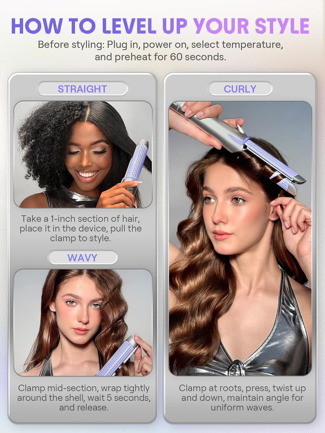 Manual Airflow Styler Curling Iron - 2 in 1 Hair Straightener & Curler with Anti-Scald Technology | 1 Inch, 360° Cool Air Lock