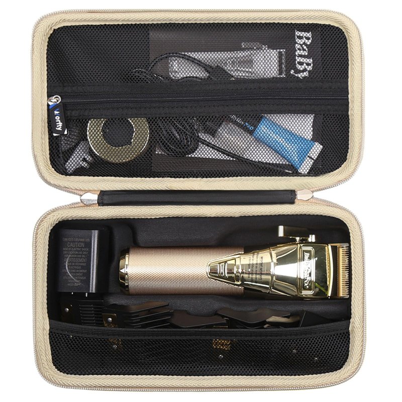 worfty Case for BaBylissPRO FXONE/FX+ Professional Cord/Cordless Hair Clipper - Hard Protective Travel Carrying Storage Organizer Bag (Black & Golden)