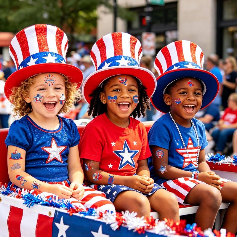 150 PCS 4th of July Temporary Tattoos - Patriotic American Flag Stickers for Kids | Red, White, and Blue Designs