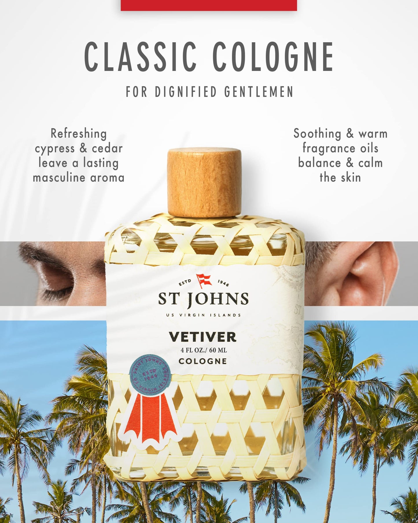 St Johns Classic Vetiver Fresh Cologne Scent | Sophisticated Men's Fragrance (4 oz)