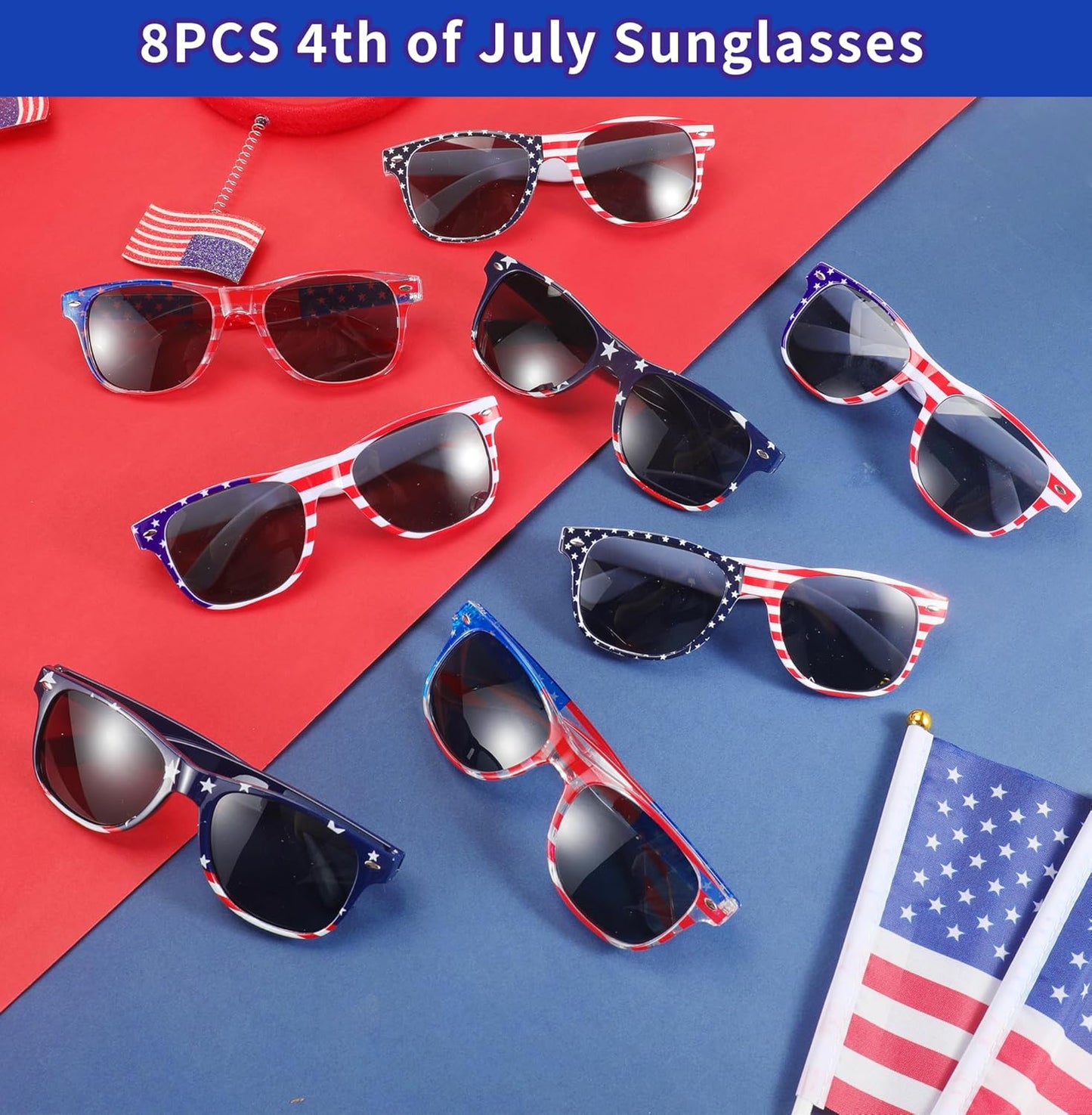 4th of July Accessories Set - 188PCS Party Favors & Decorations | Headbands, Glasses, Necklaces, Tattoos