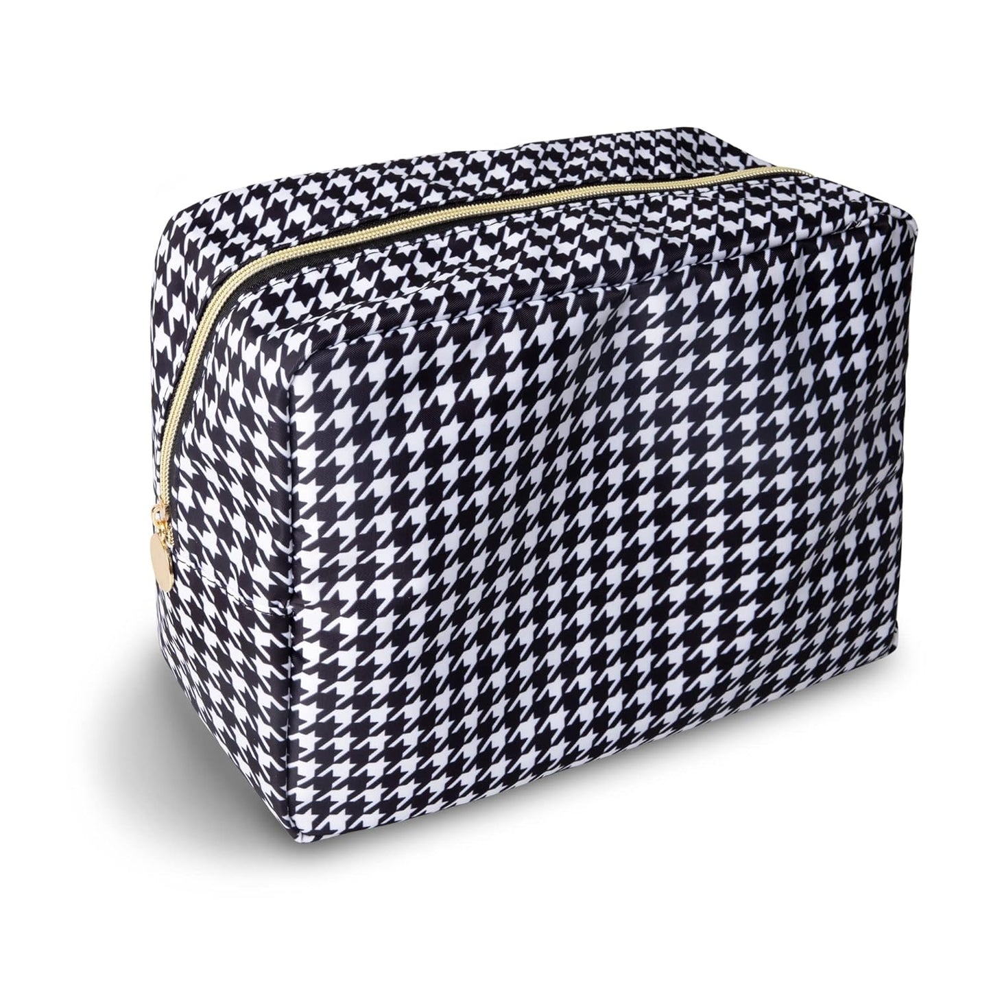 Waterproof Mini Floral Makeup Bag - Nylon Travel Pouch for Women | Cute Zipper Toiletry Organizer (Mini White-Flowers)
