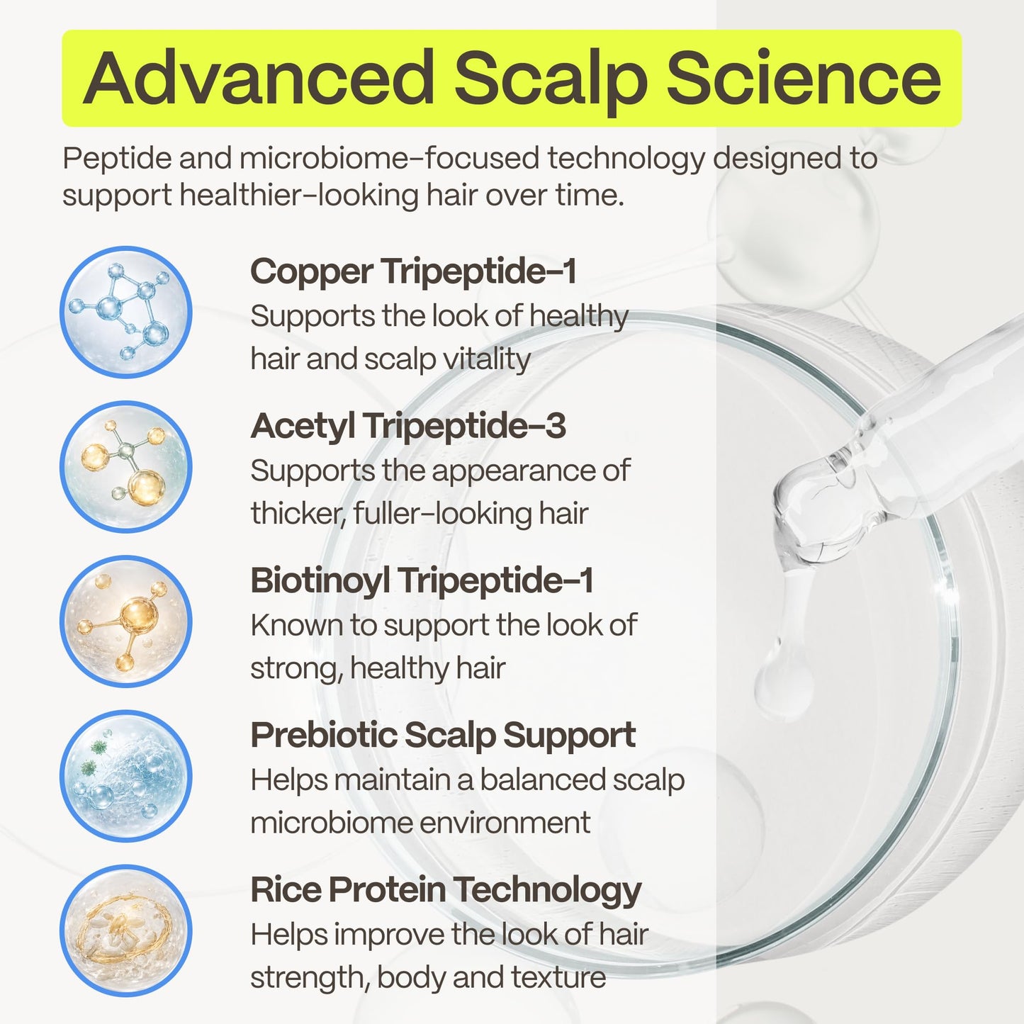 Advanced Trichology HairStem™ Peptide Spray for Thicker, Fuller-Looking Hair | Leave-In Post-Shower Scalp Spray with Peptides, Rice Protein & Prebiotics | Lightweight, Non-Greasy Volumizing Hair Spray