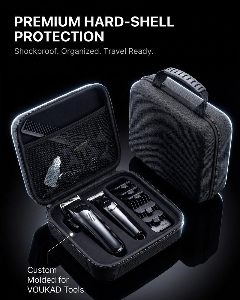 Professional Hair Clippers for Men & Zero Gapped Detail Trimmer Kit - 7000RPM Cordless Barber Set for Fades, Outlines & Edge-ups - Ceramic Blade, Invisible LED, Phone-Friendly Cape & Hard Travel Case