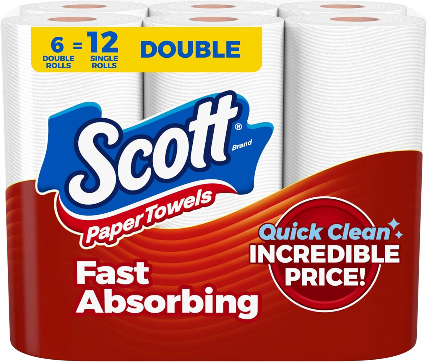Scott Paper Towels - Choose-A-Sheet, 6 Double Rolls | 108 Sheets Per Roll