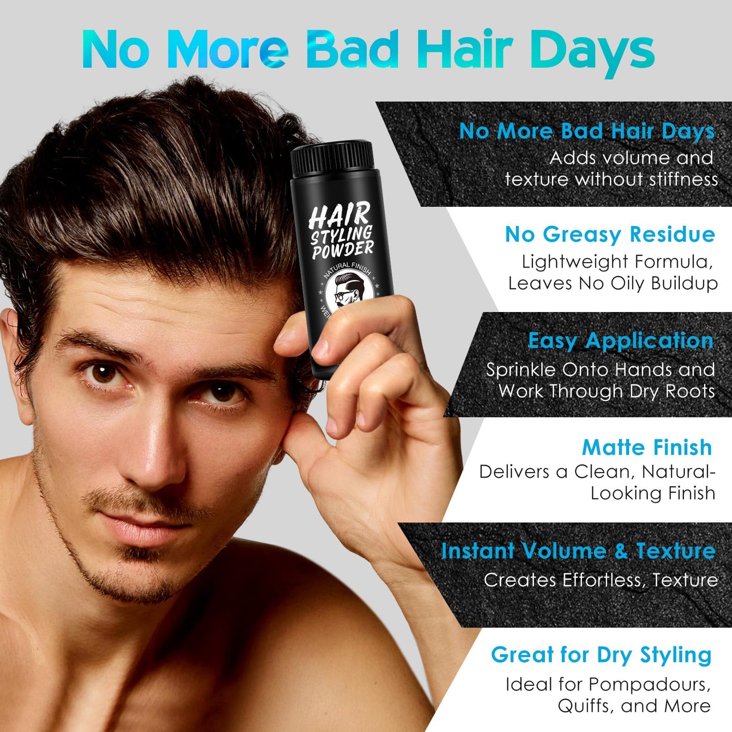 ABOUME Hair Styling Powder, Volumizing & Texture Powder for Men and Women & All Hair Types, All-Day Invisible Hold, Matte Finish and Non-Sticky (1pcs)