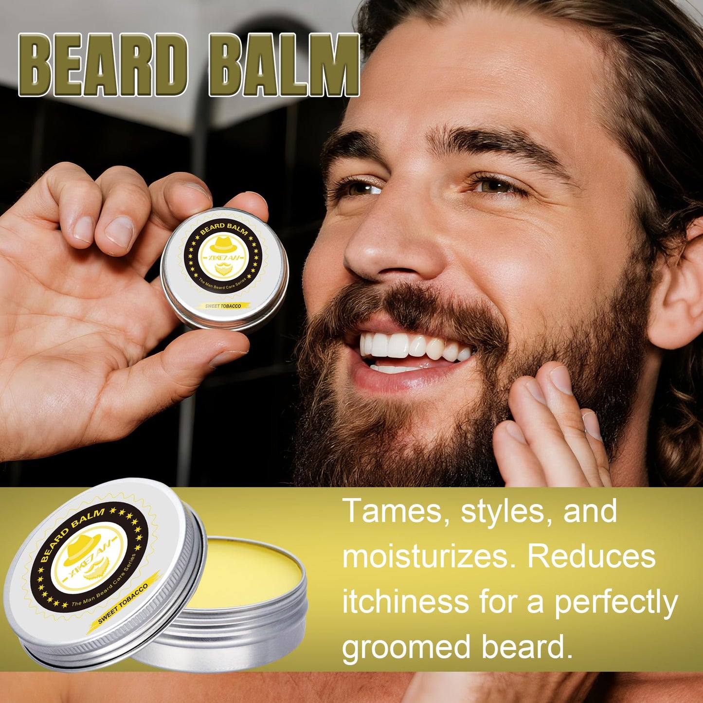 XIKEZAN Gifts for Men, Beard Kit for Mens Care & Grooming with Sweet Tobacco Beard Oils,Wash,Conditioner,Balm,Brush,Comb,Scissors,Cool Christmas Birthday Valentines Fathers Gifts for Men Him Husband
