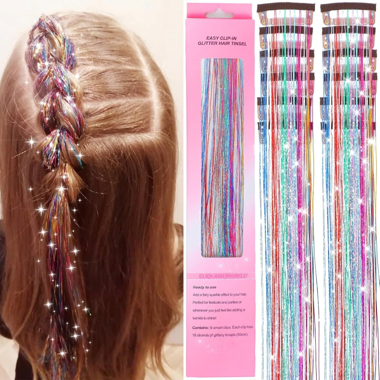 Hair Tinsel Kit - 18 Colors Holographic Hair Extensions | Heat Resistant Fairy Tinsel for Festivals & Parties