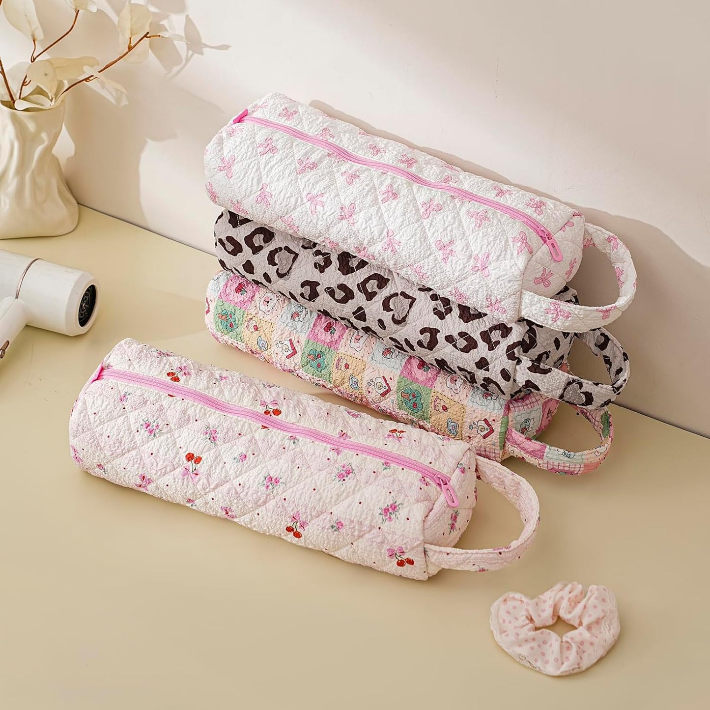 Quilted Hair Tools Travel Bag - Portable Storage Case for Shark FlexStyle & Dyson Airwrap | Leopard Print