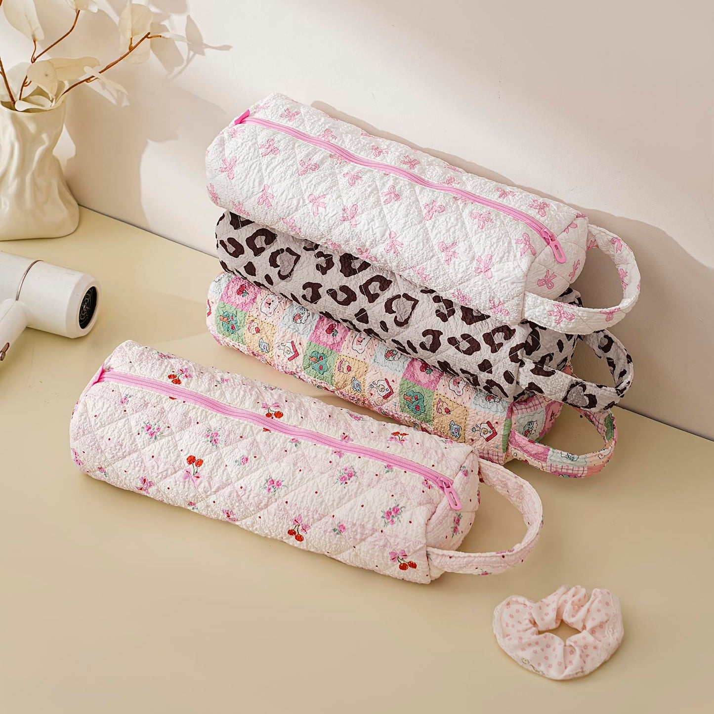 RSRSLEII Quilted Hair Tools Travel Bag，Hair Styling Accessories Storage Case for Shark FlexStyle, Dyson Airwrap Hair Dryer, Curling Iron, Revlon Hair Tools，Portable and foldable(02Leopard print)