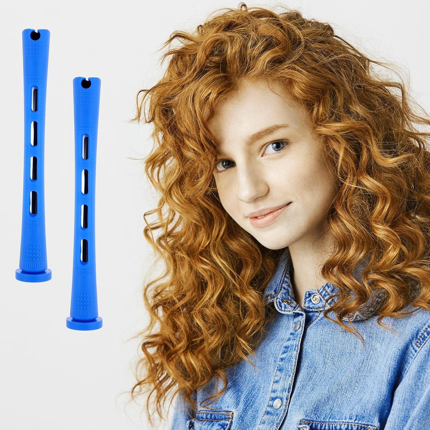 30 Pcs Perm Rods - Plastic Cold Wave Curling Rollers for Short Hair | Blue, 0.47 Inches