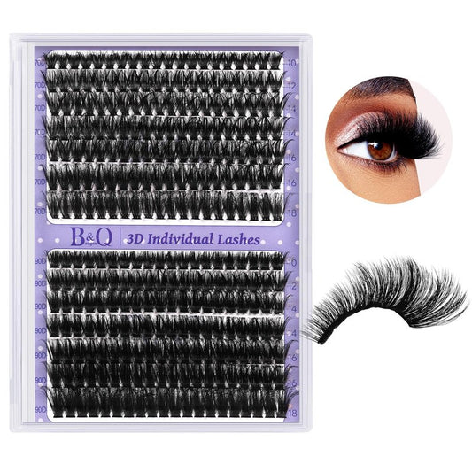 B&Qaugen Lash Clusters 3D Thick Eyelash Clusters 280pcs Cluster Eyelash Extensions 10-18mm 70D+90D Wispy Individual Lashes Volume Lash Clusters DIY Lash Extensions at Home (70D+90D-MIX10-18mm)