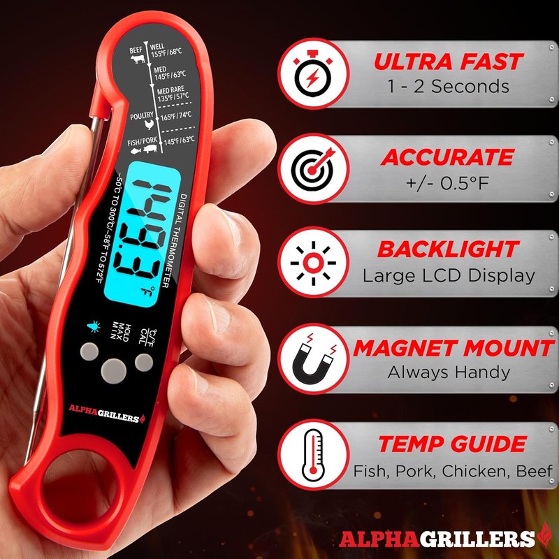 Digital Meat Thermometer - Instant Read Cooking & Grilling Tool | Perfect Kitchen Gift for Dads & Men