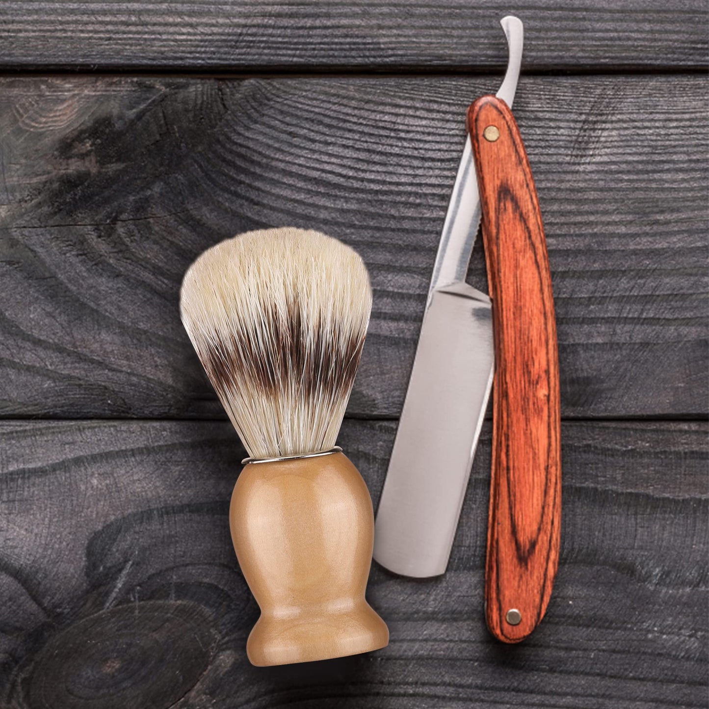 Aethland Shaving Brush Set for Men, 4 in1 Include 100g Shaving soap, Badger Shaving Brush and Stainless Steel Shaving Stand & Shaving Bowl for Husband Birthday Boyfriend Father's Day Gifts（Upgrade W)