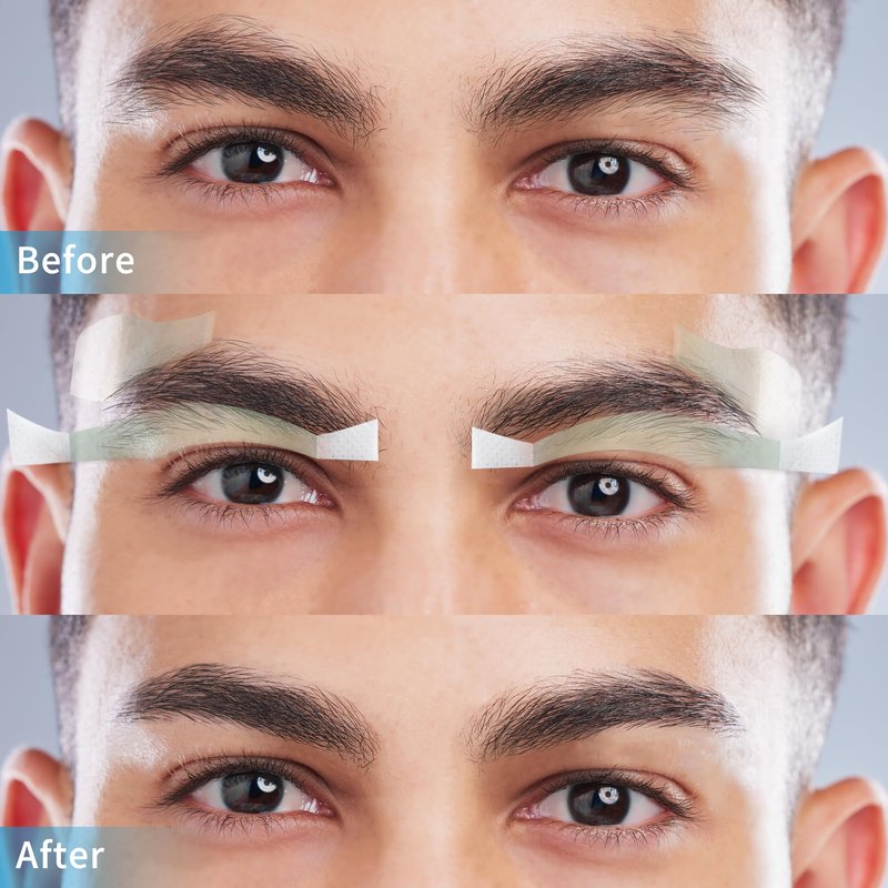 Beauty7 Men's Eyebrow Wax Strips Facial Wax Strips Hair Removal at Home Waxing Strips 24 pcs with Pearl Powder Essential Oil for Sensitive All Skin Types for Men
