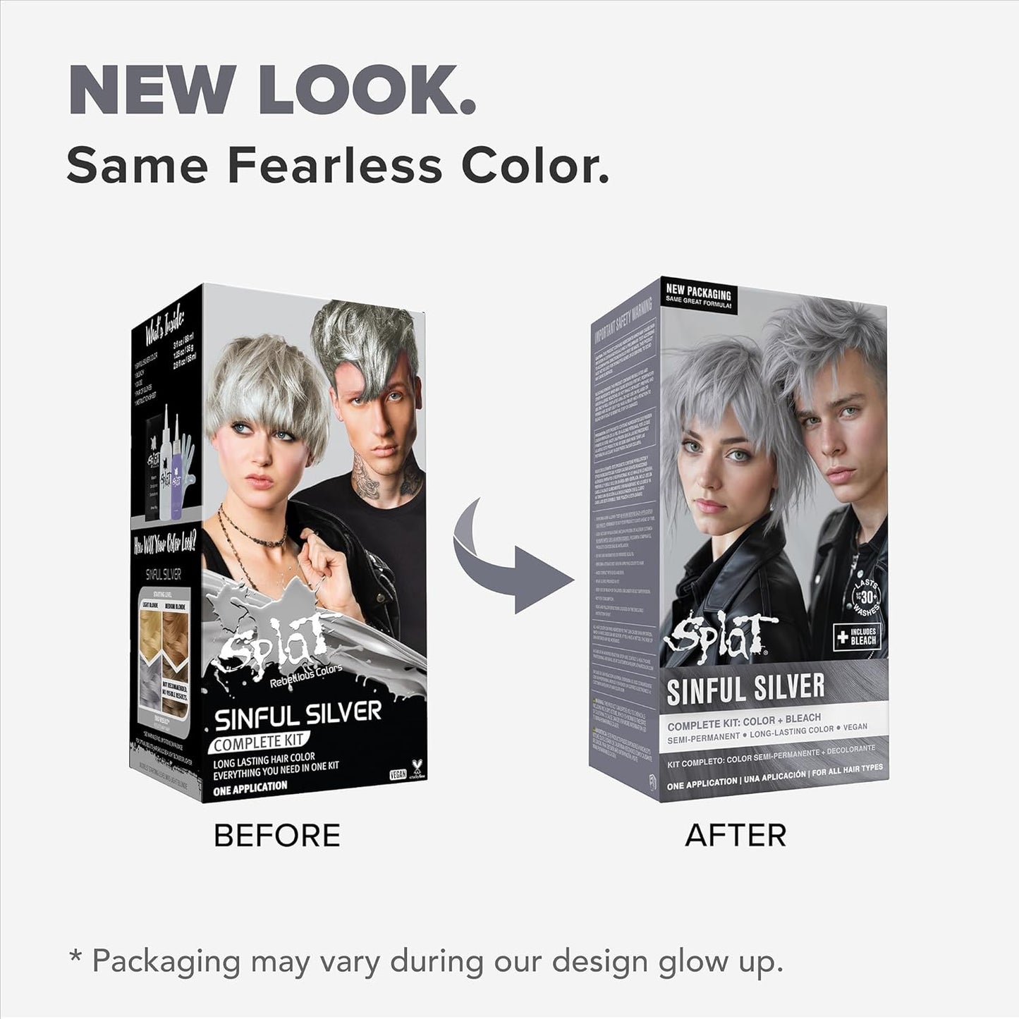 Splat Hair Dye Kit - Semi-Permanent Vegan Color | Long-Lasting Sinful Silver