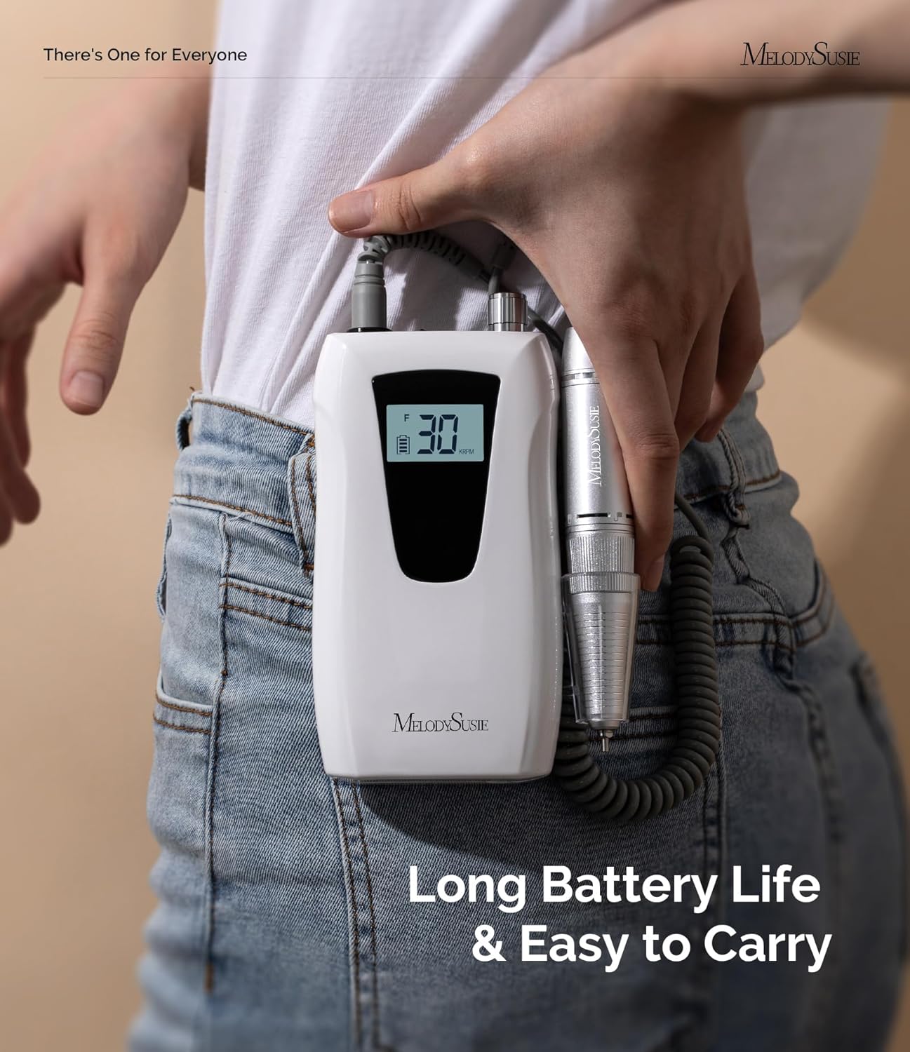MelodySusie Rechargeable Nail Drill - 30000RPM E-File with LCD Display for Manicure & Gel Removal | Ideal for Training & Home Use