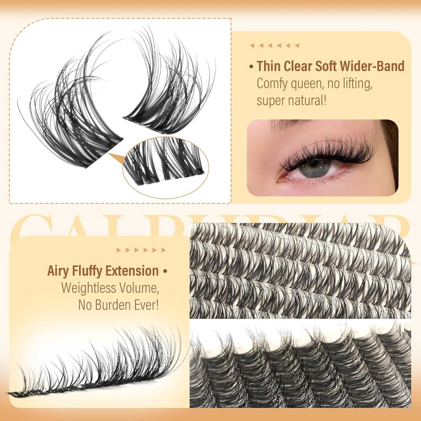Spider Lash Clusters | DD Curl Eyelash Extensions for Fluffy, Wispy Look - 10-16MM Soft Thin Band