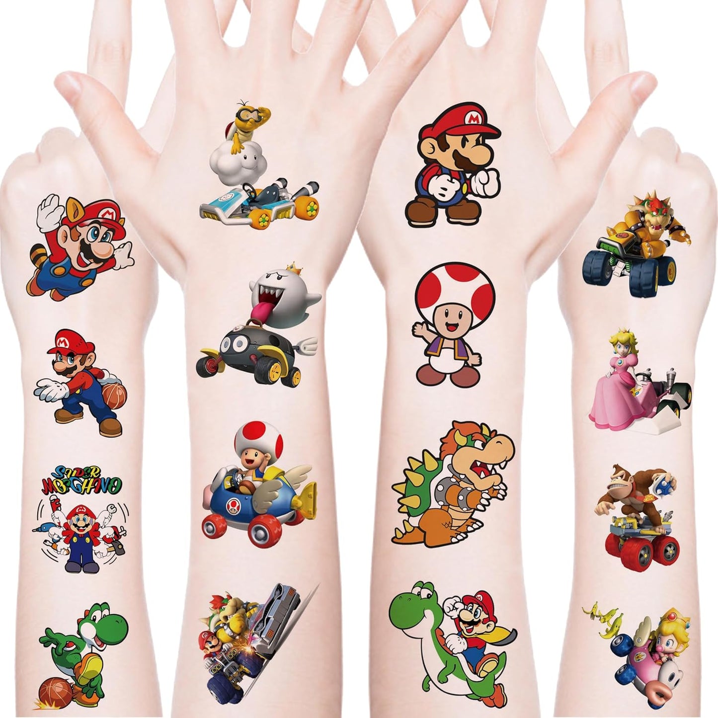 Mario Temporary Tattoos - 20 Pcs for Teens Birthday Party Favors | Fun Stickers & Game Rewards