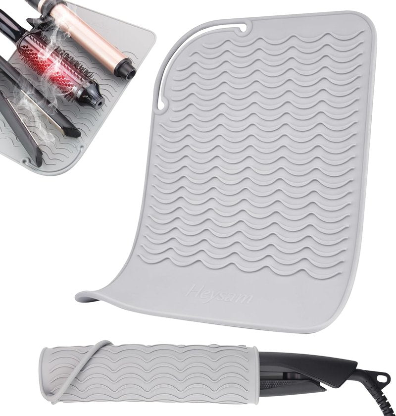 Flat Iron Hair Straightener Heat Mat - Silicone Non-Slip Pad | Large 11"x7.8" for Hot Tools & Curling Irons