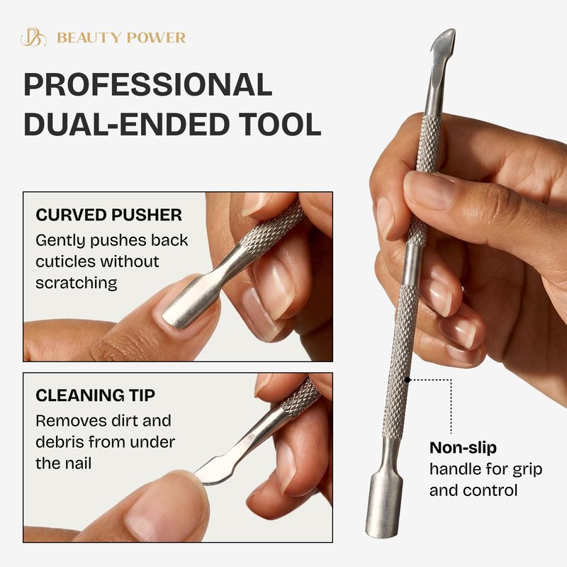 Beauty Power 9 in 1 Professional Manicure Pedicure Set - Stainless Steel Nail Clippers, Nano File, Cuticle Nipper, Scissors, Tweezers, Travel PU Leather Case for Men & Women - Gift Idea - Pink