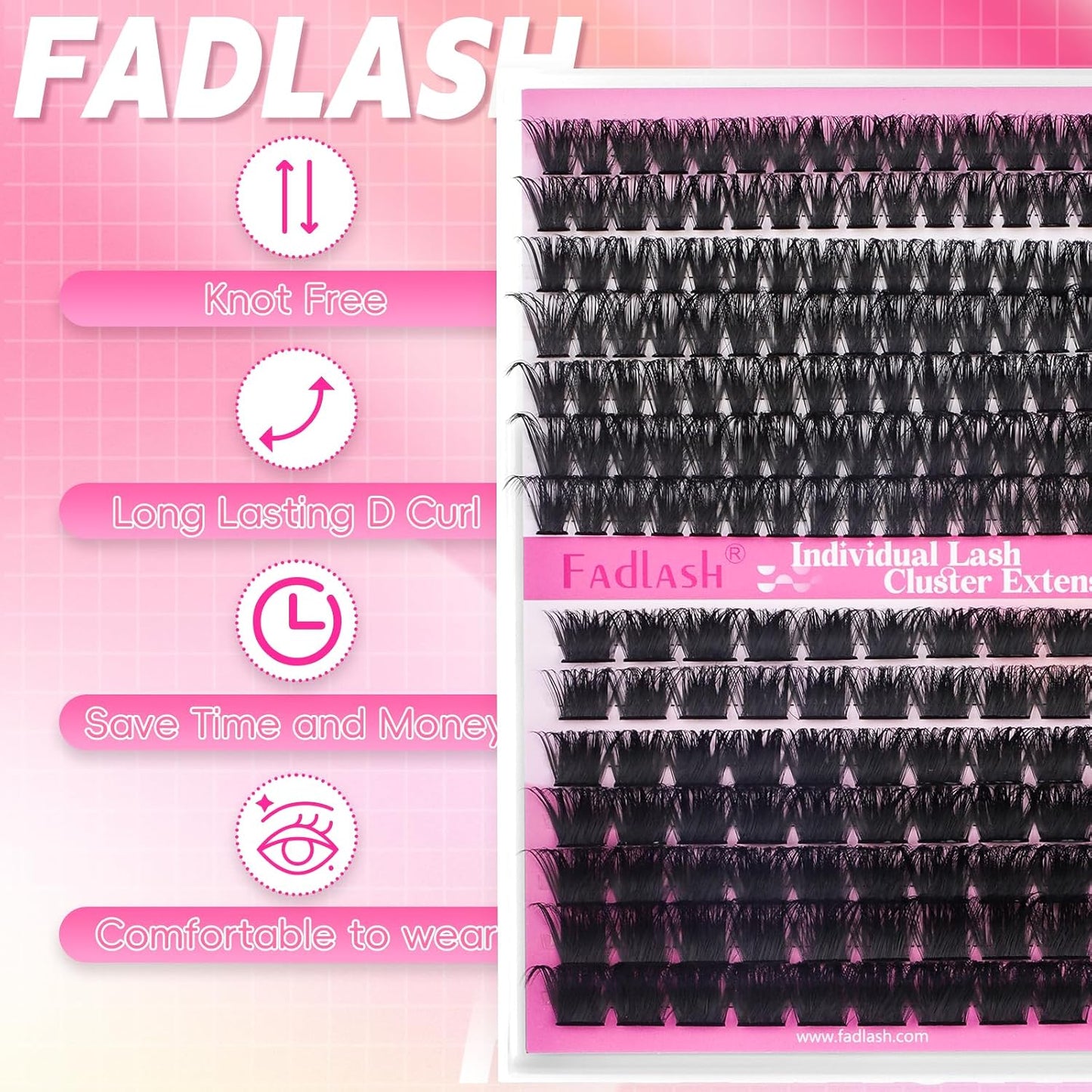 Cluster Lashes - D Curl Wispy Individual Eyelash Extensions for Natural Look | Reusable Fluffy DIY Kit (12-18mm Mix)