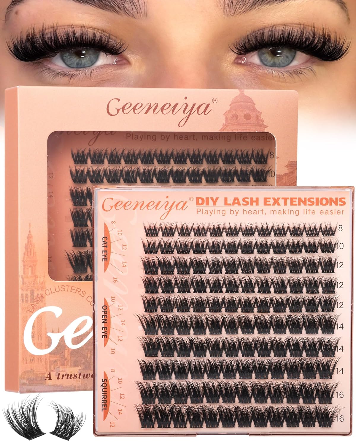 Fluffy Lash Clusters - 3D C Curl Eyelash Extensions for Salon-Quality Lashes | 8-16mm Natural Length