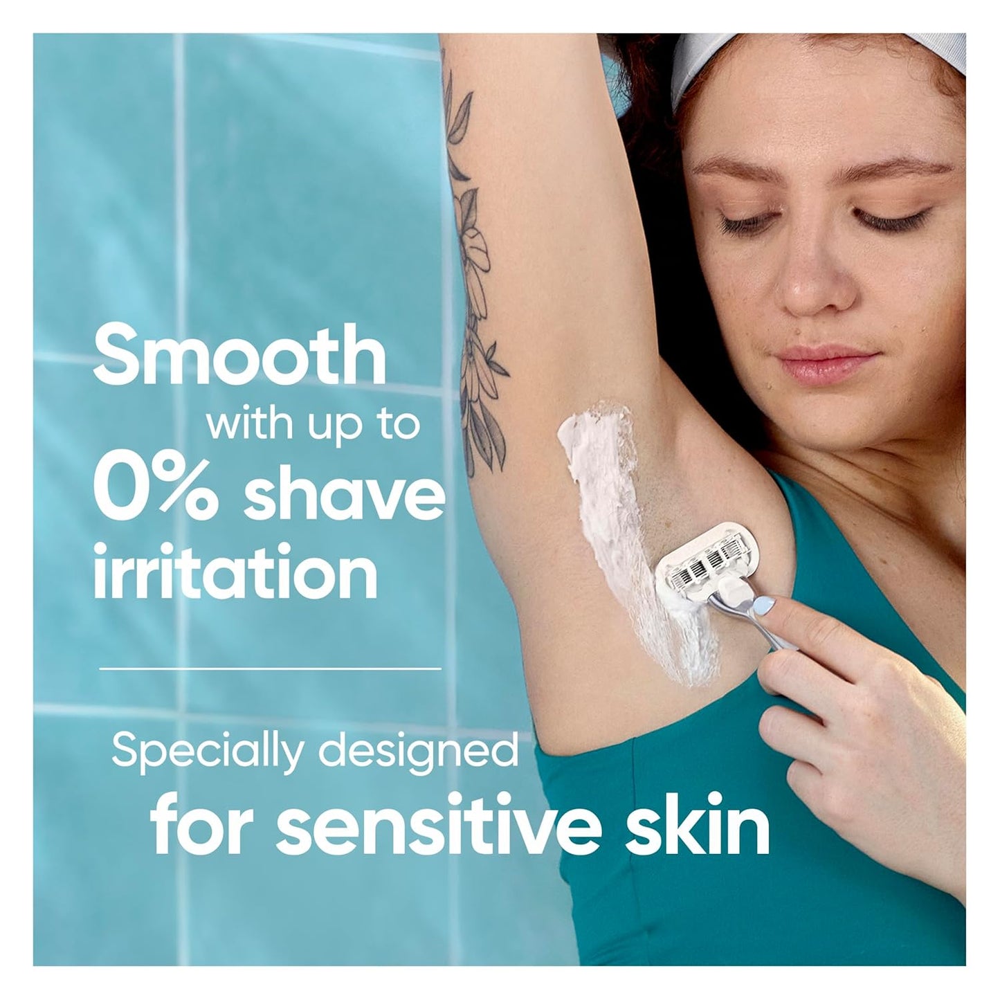 Gillette Venus Extra Smooth Sensitive Razor - Reusable Handle & 2 Refills for Sensitive Skin | Includes Shower Holder