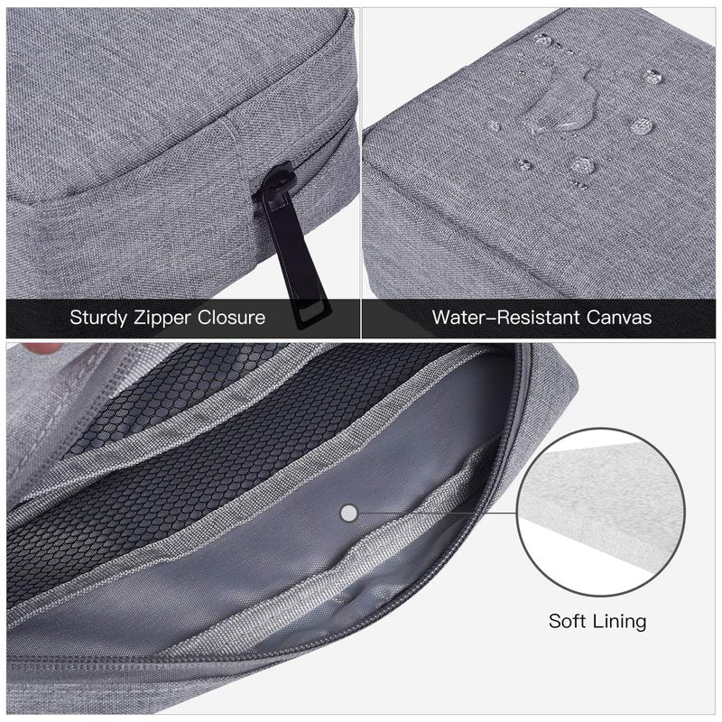 Portable Electronics Accessories Storage Bag, 2PCS Big + Small Carrying Case Travel Cable Organizer Cosmetic Bag Pouch Compatible Hard Drive, Power Bank, Mouse, Laptop Charger, Cellphone, Gray