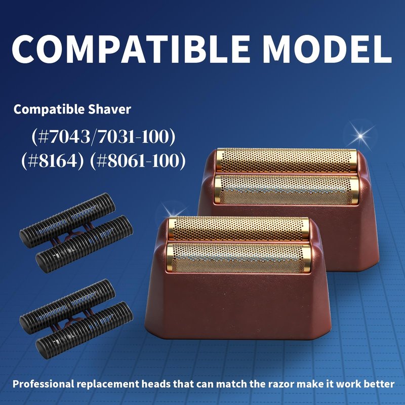 1 Pack Professional 5 Star Series Finale Shaver Replacement Foil and Cutter Bar Assembly Compatible with wahl Shaver Foil 7031-100, 7043-100 Super Close Shaving Replacement Heads，Red