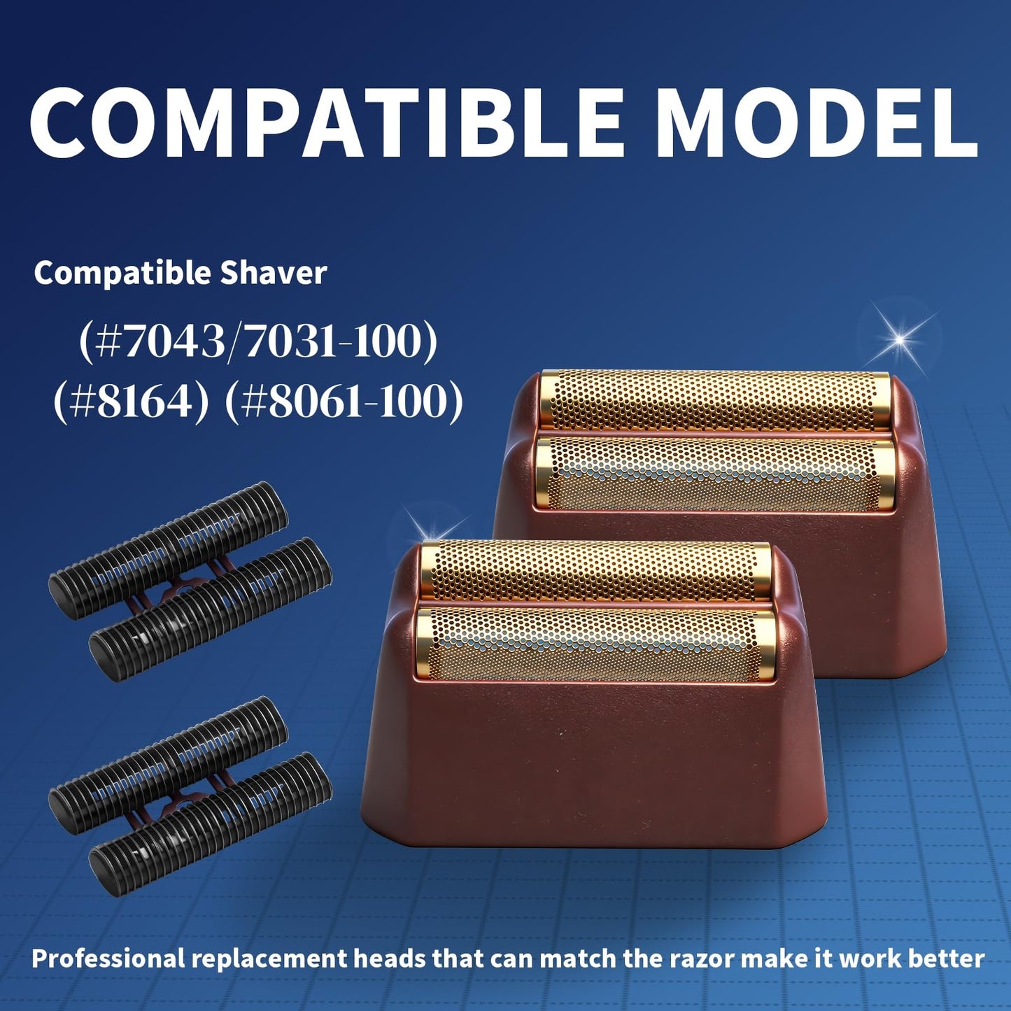 2 Pack Professional 5 Star Series Finale Shaver Replacement Foil and Cutter Bar Assembly Compatible with wahl Shaver Foil 7031-100, 7043-100 Super Close Shaving Replacement Heads，Red