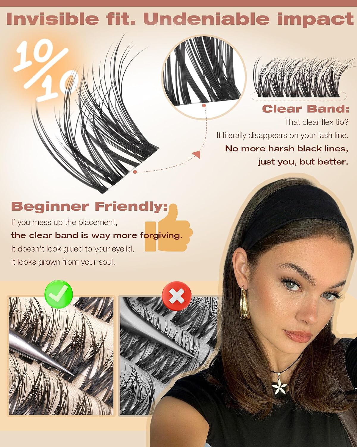 Spider Lash Clusters - Natural Wispy Eyelash Extensions | Light & Fluffy 8-16mm D Curly Lashes