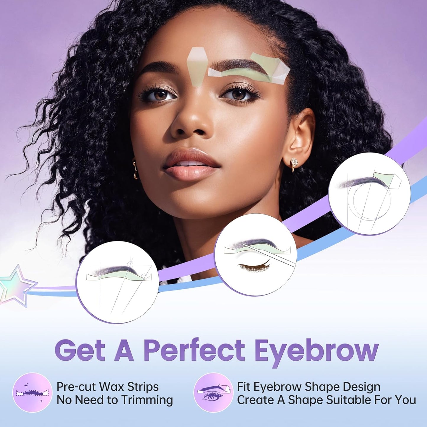 Eyebrow Wax Strips - Facial Hair Removal for Women | 24 Strips + 4 Soothing Wipes