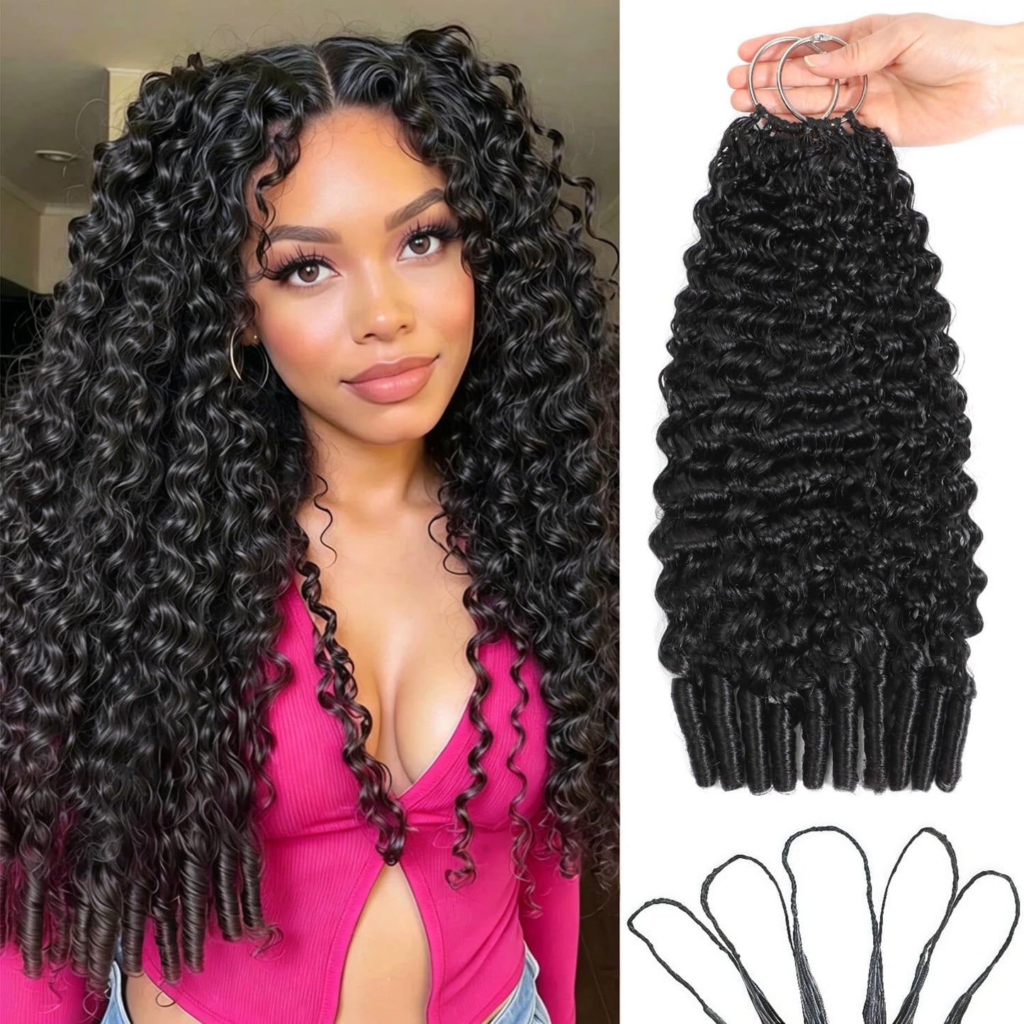 Burmese Curly Crochet Hair Extensions - 18 Inch Knotless & Invisible | 120g Premium Quality