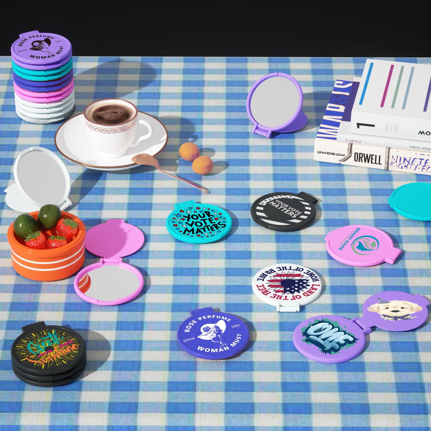 Custom Compact Mirror Bulk,Pack 10-150 Personalized Travel Mirror with Your Logo/Photo/Text,Pocket Handheld Makeup Mirrors for Purse,Personalized Gifts for Branding,Giveaways,Promotion,Party Favors