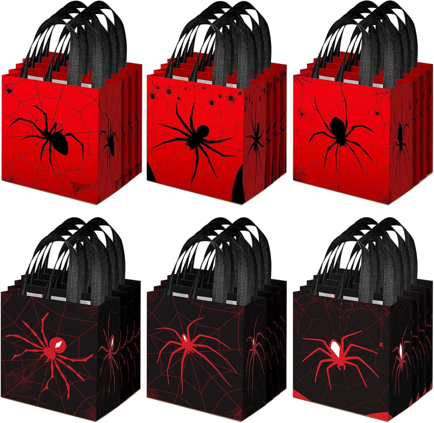 Spider Party Favor Goodie Bags - 40 Pcs Reusable Non-Woven Bags for Halloween & Birthday | 7.87 x 7.87 x 3.54 Inches
