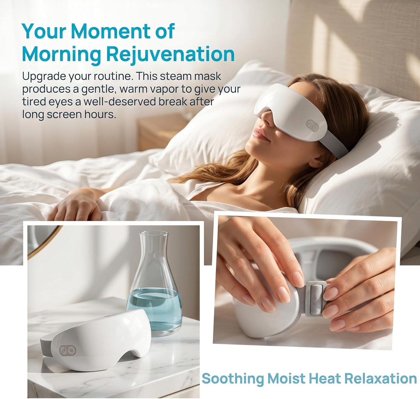 Eyes Steamer for Dry Eyes - Warm Heated Eye Mask with Adjustable Moist Heat | Perfect for Screen Time & Relaxation
