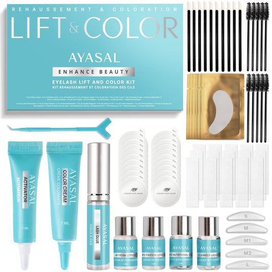 AYASAL Lash Lift Kit: Korean Formula Eyelash Perm, Non-Irritating Gentle Eyelash Lift Kit, Thio-Free Formula for Lash Lifting and Coloring - with Detailed Instructions for Home Use